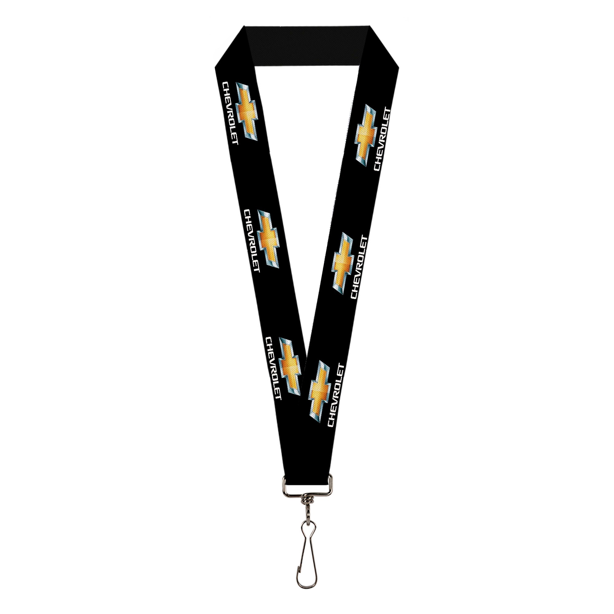 Lanyard - 1.0" - CHEVROLET Bowtie Logo Black Silver Gold White REPEAT Lanyards GM General Motors