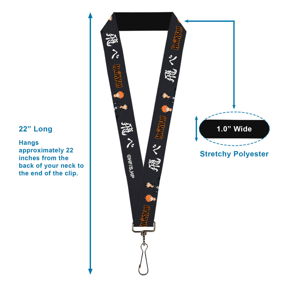 Lanyard - 1.0" - HAIKYU Hinata and Kageyama Pose and Title Logo Black/White Lanyards Haikyu!!