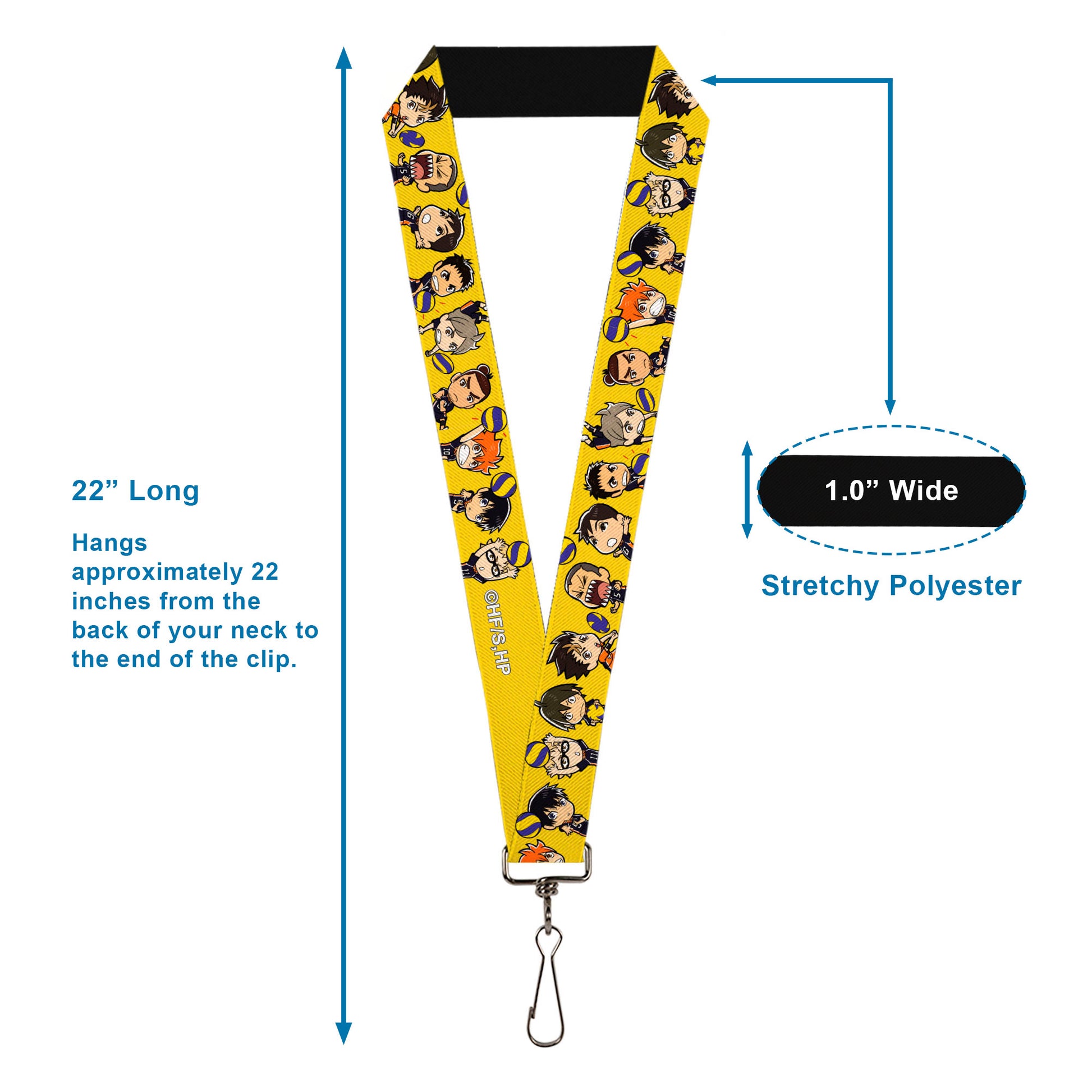 Lanyard - 1.0" - Haikyu Chibi Volleyball Player Warm Up Pose Yellow Lanyards Haikyu!!