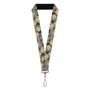 Lanyard - 1.0" - Hell's Paradise Chibi Aza Chobei Axe Poses Scattered Gray Lanyards Hell's Paradise