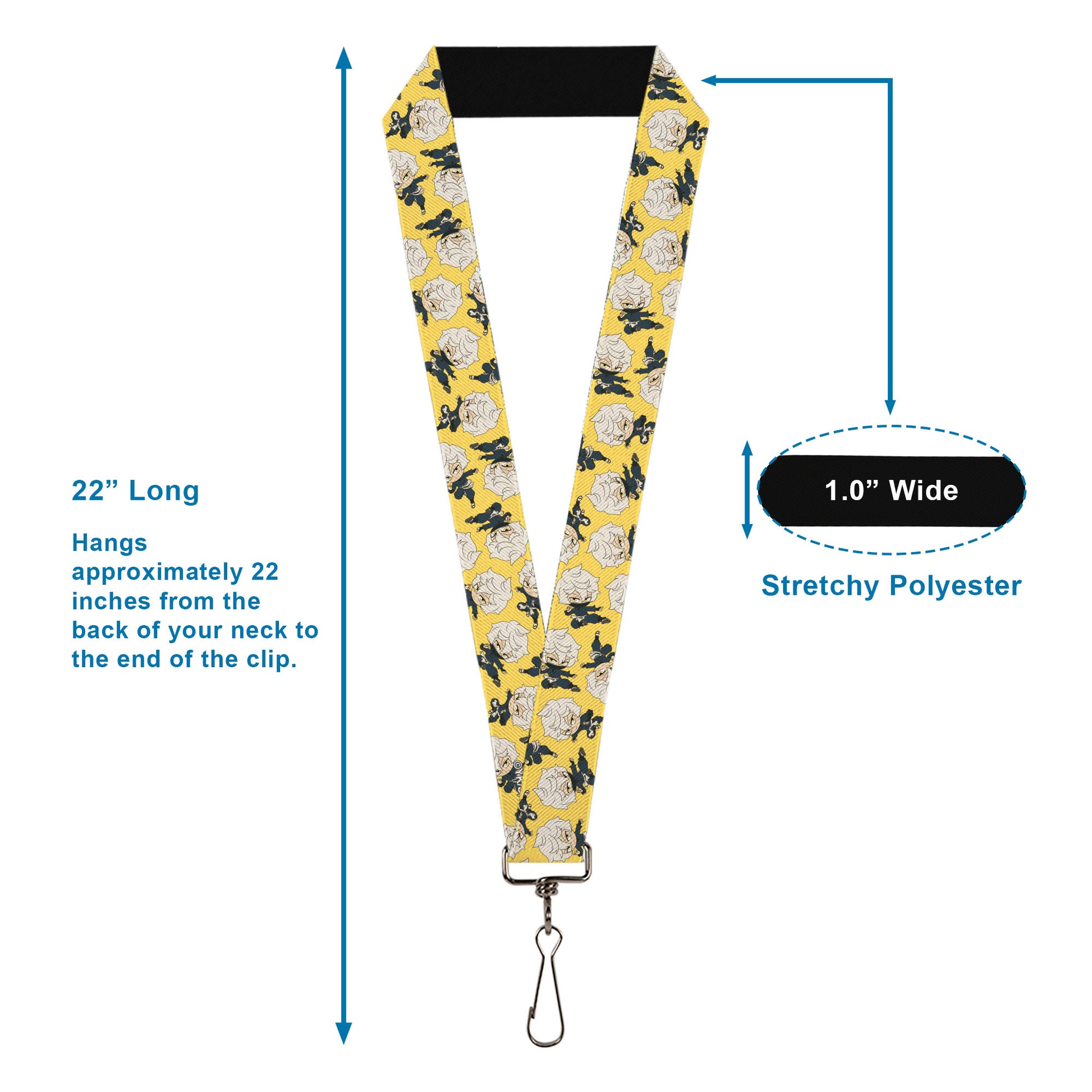 Lanyard - 1.0" - Hell's Paradise Chibi Gabimaru Poses Scattered Yellow Lanyards Hell's Paradise