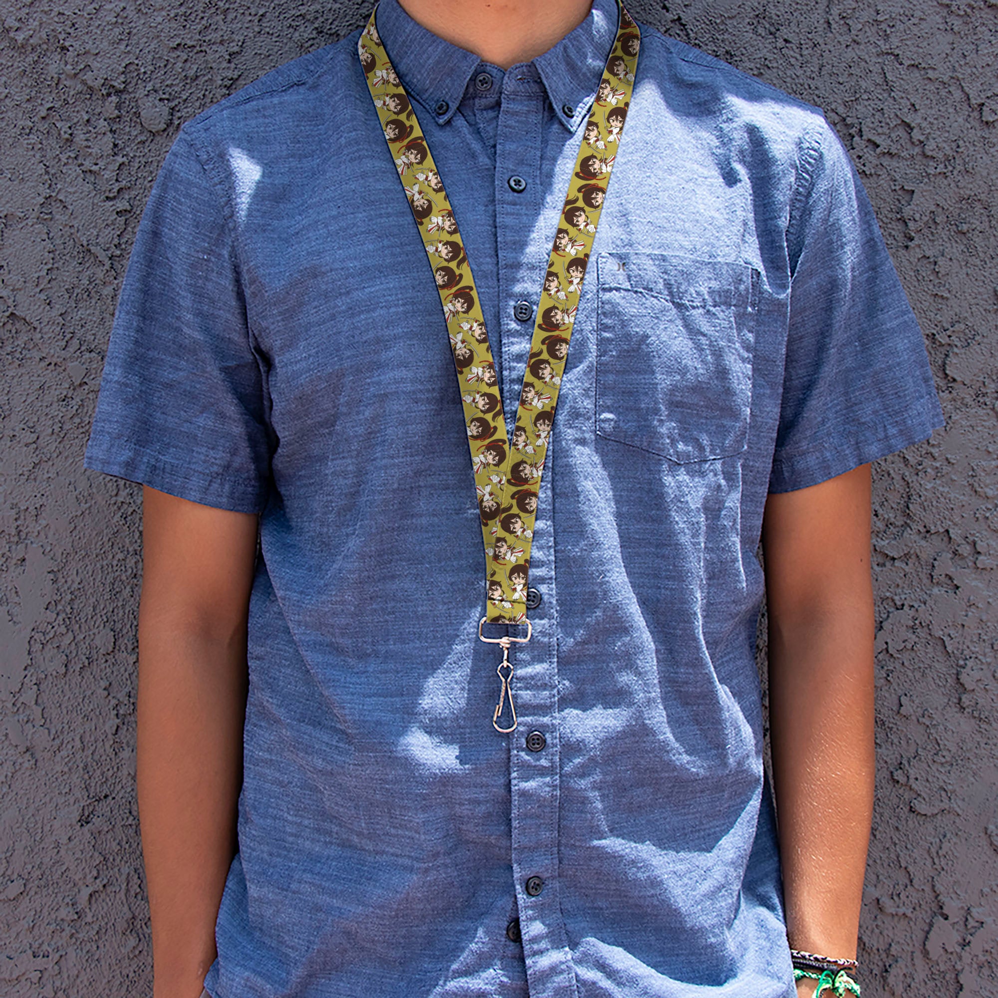 Lanyard - 1.0" - Hell's Paradise Chibi Sagiri Sword Poses Scattered Golden Yellow Lanyards Hell's Paradise