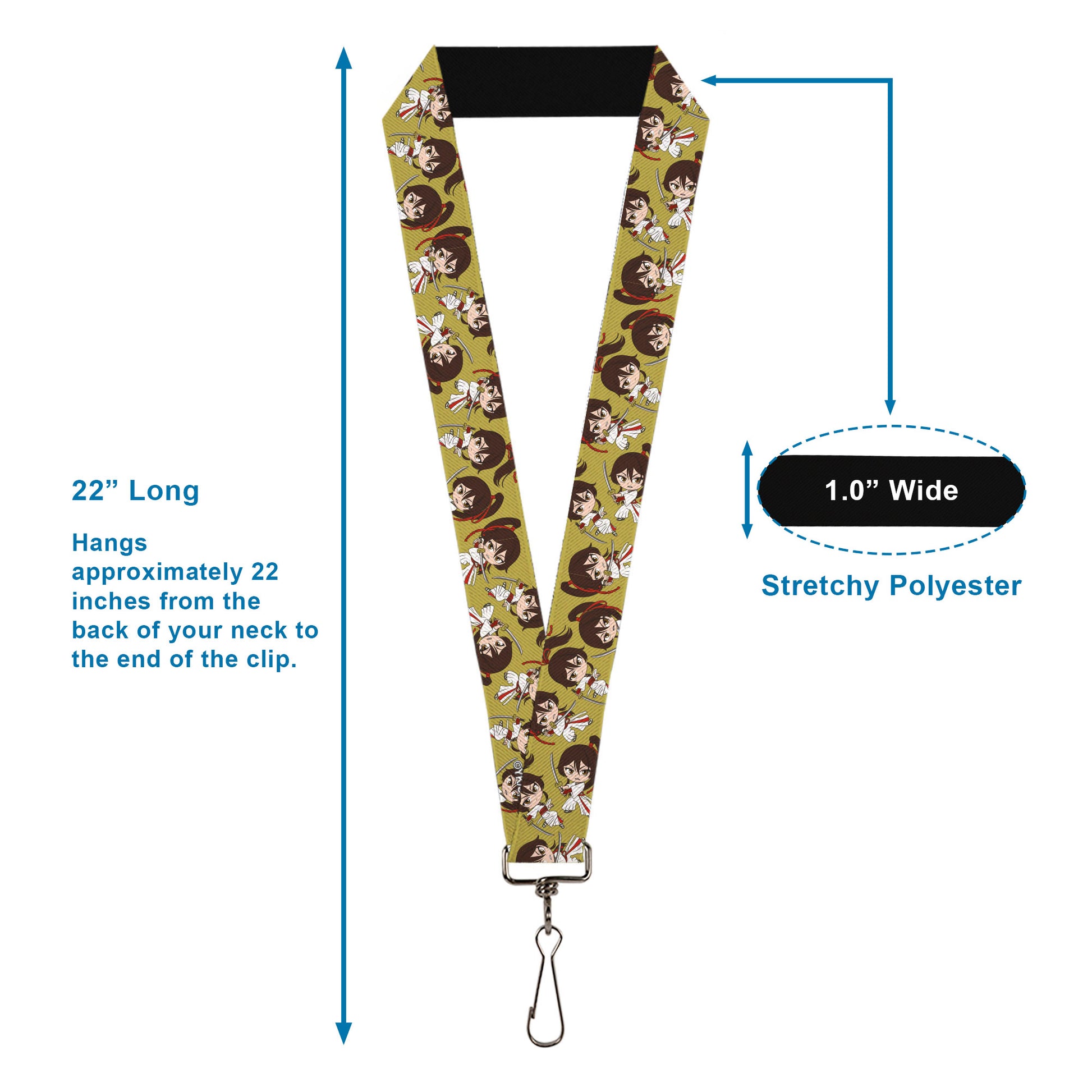Lanyard - 1.0" - Hell's Paradise Chibi Sagiri Sword Poses Scattered Golden Yellow Lanyards Hell's Paradise