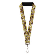 Lanyard - 1.0" - Hell's Paradise Chibi Sagiri Sword Poses Scattered Golden Yellow Lanyards Hell's Paradise