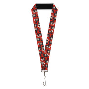 Lanyard - 1.0" - Hell's Paradise Chibi Aza Toma Sword Poses Scattered Red Lanyards Hell's Paradise