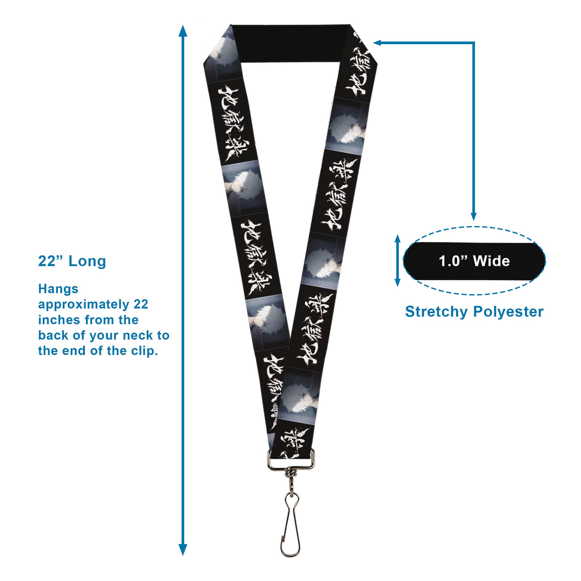 Lanyard - 1.0" - Hell's Paradise Kanji Title Logo and Gabimaru Face Black/White Lanyards Hell's Paradise