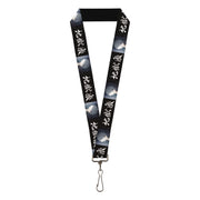 Lanyard - 1.0" - Hell's Paradise Kanji Title Logo and Gabimaru Face Black/White Lanyards Hell's Paradise