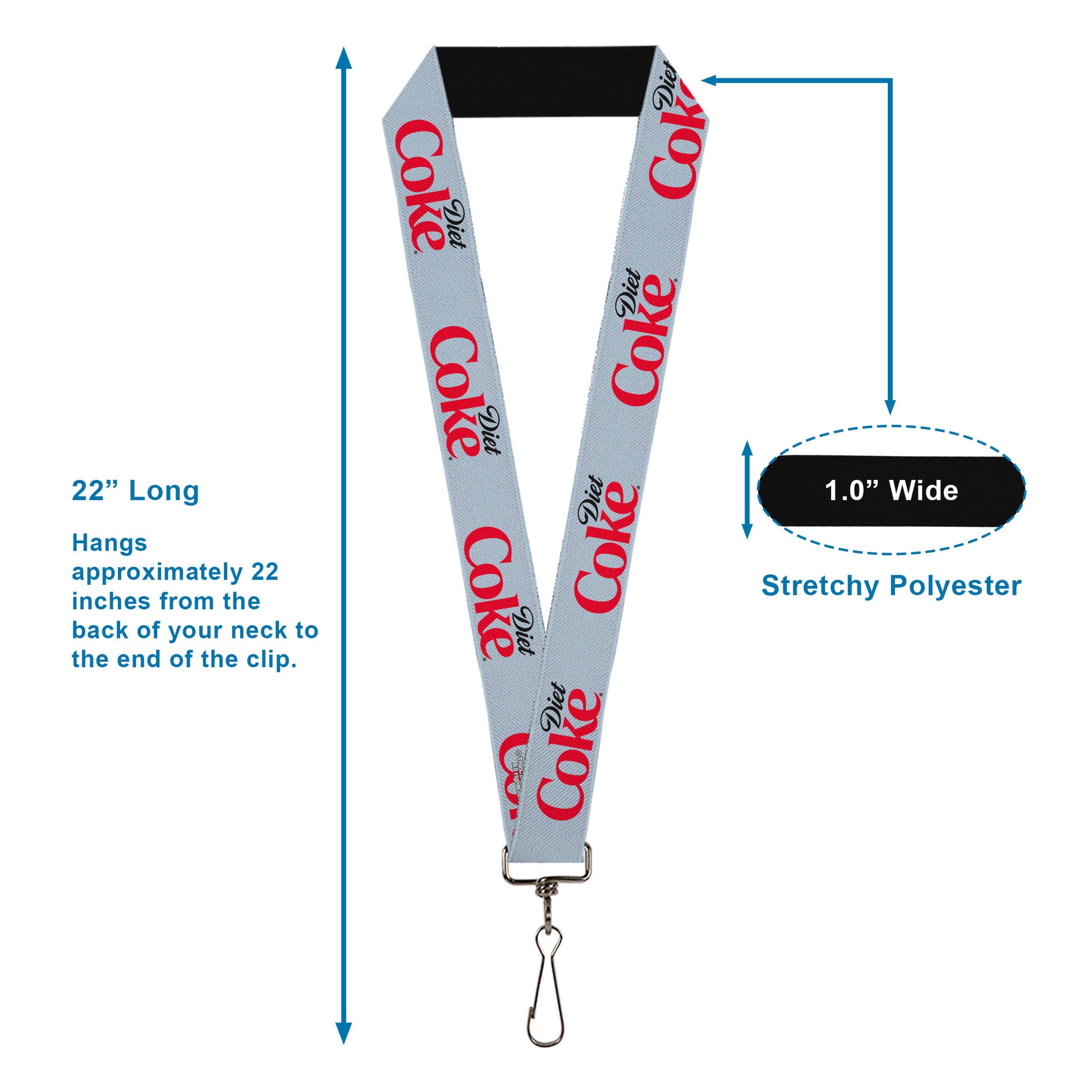 Lanyard - 1.0" - DIET COKE Logo Light Gray/Black/Red Lanyards Coca-Cola