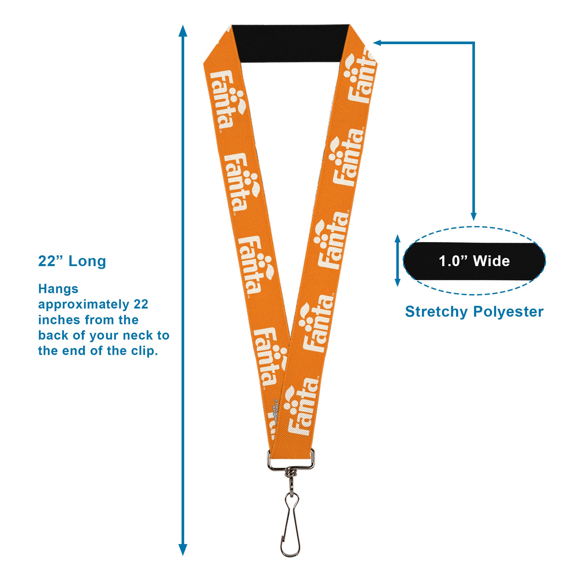 Lanyard - 1.0" - Vintage Orange FANTA Logo Orange/White Lanyards Coca-Cola