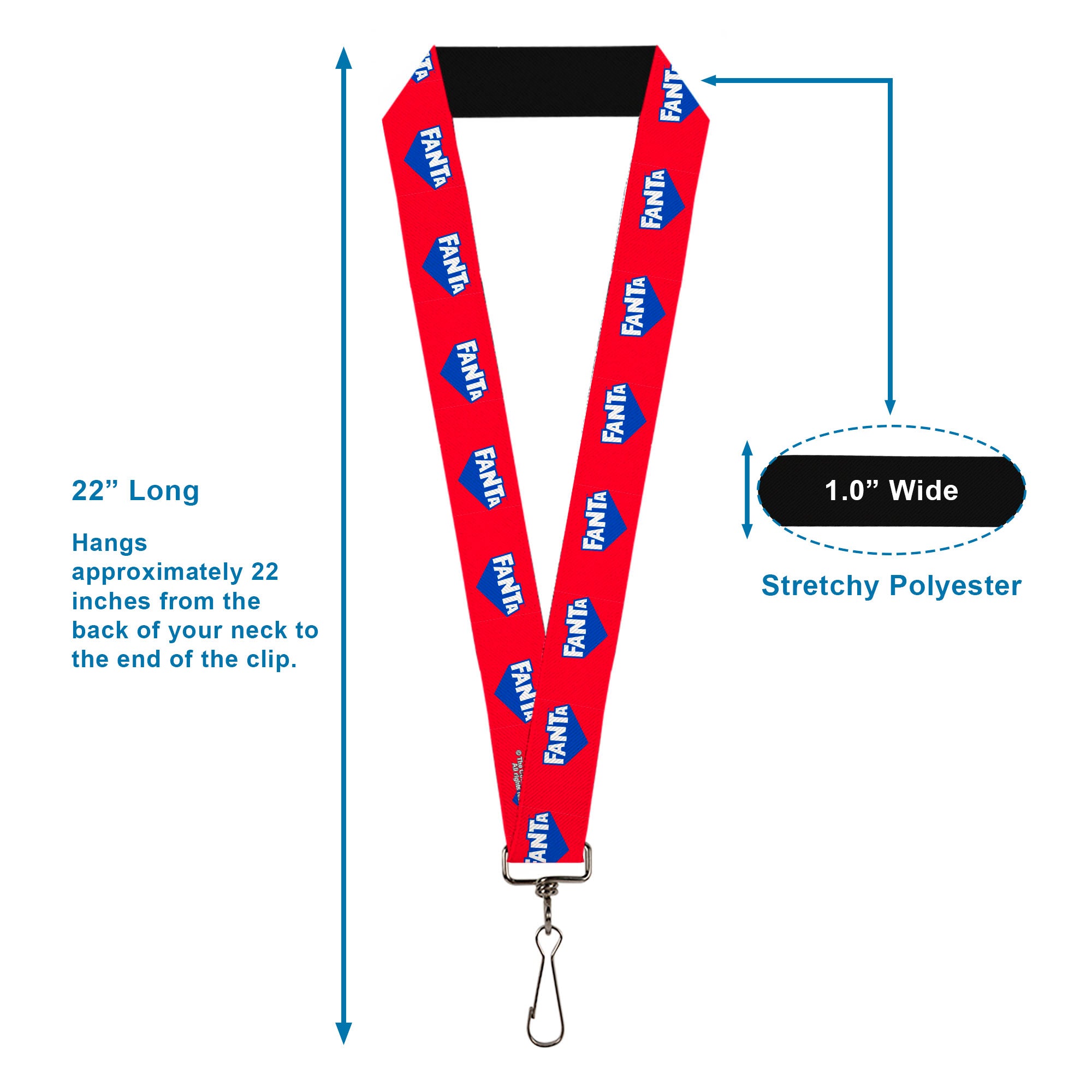 Lanyard - 1.0" - FANTA Logo Strawberry Red/Blue/White Lanyards Coca-Cola