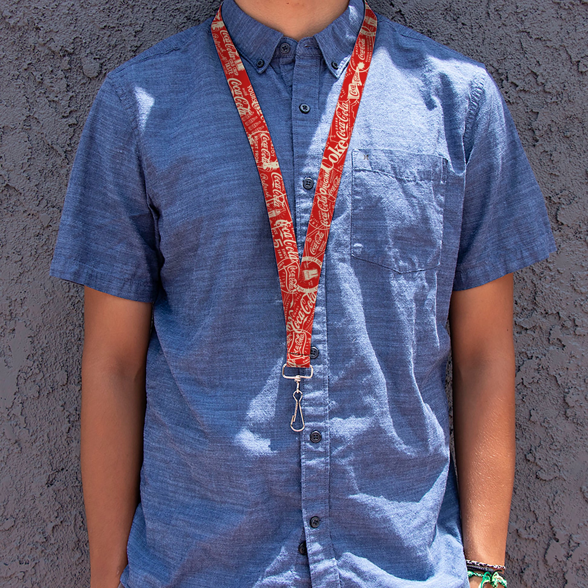 Lanyard - 1.0" - Vintage Coca-Cola Coke Icons and Ad Logos Red/White Lanyards Coca-Cola