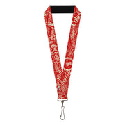 Lanyard - 1.0" - Vintage Coca-Cola Coke Icons and Ad Logos Red/White Lanyards Coca-Cola