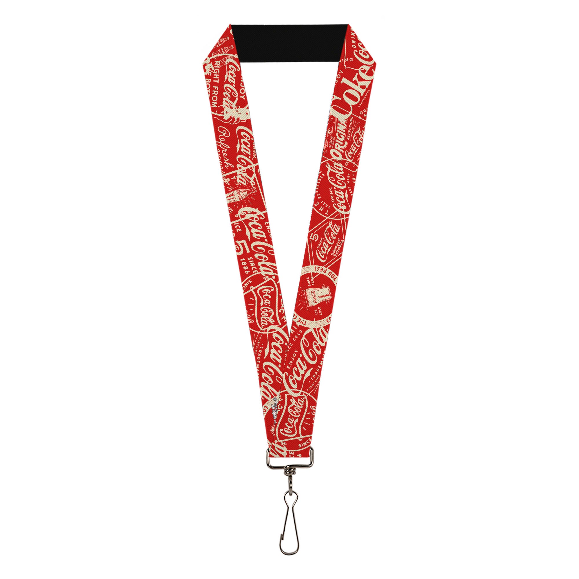 Lanyard - 1.0" - Vintage Coca-Cola Coke Icons and Ad Logos Red/White Lanyards Coca-Cola