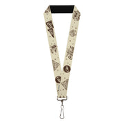 Lanyard - 1.0" - Vintage Coca-Cola Coke Icons and Ad Logos White/Brown Lanyards Coca-Cola