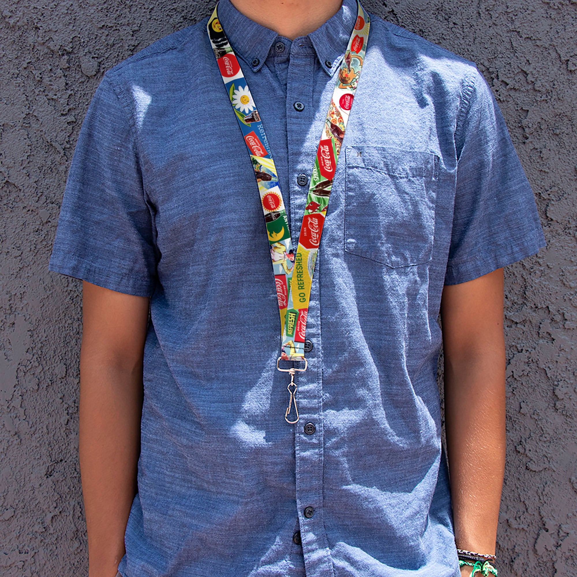 Lanyard - 1.0" - Vintage Coca-Cola GO REFRESHED Ads and Icons Collage Lanyards Ouran High School Host Club