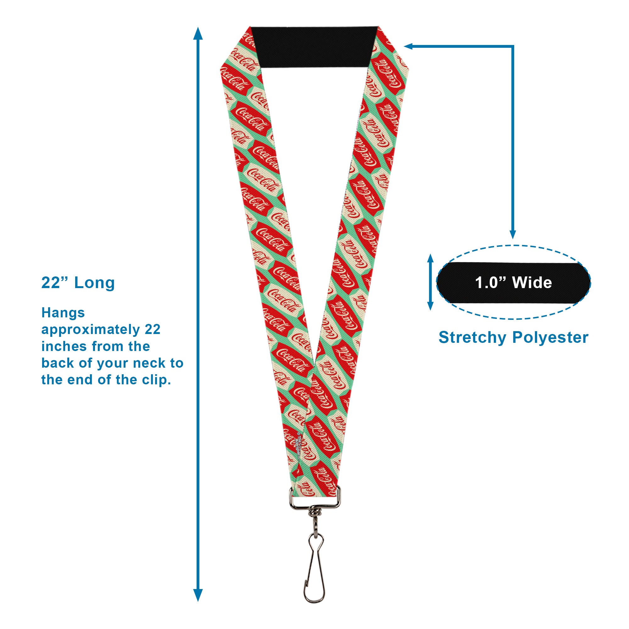 Lanyard - 1.0" - Coca-Cola Script Marquee Logo Green/Red/White Lanyards Coca-Cola