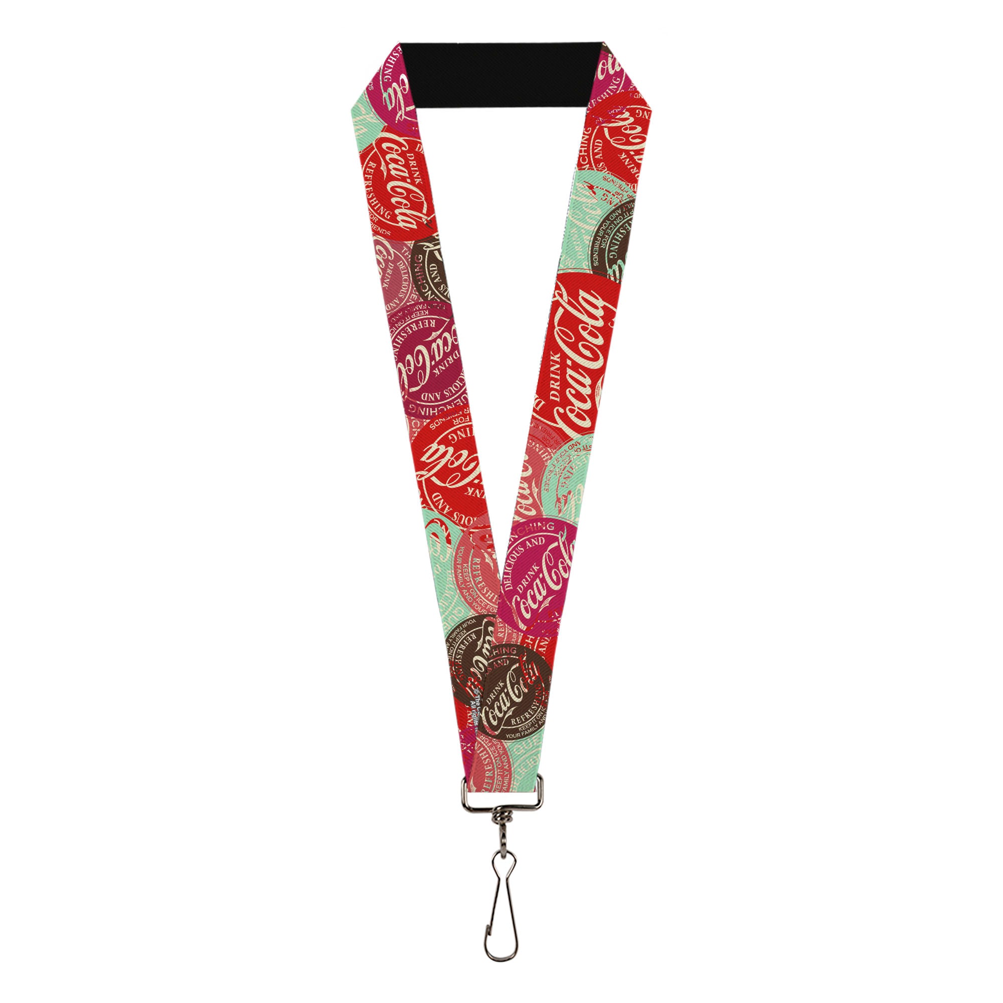 Lanyard - 1.0" - DRINK COCA-COLA Coke Patches Stacked Reds/Multi Color Lanyards Coca-Cola