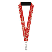 Lanyard - 1.0" - DRINK COCA-COLA Typograpy Logo Scattered Red/White Lanyards Coca-Cola