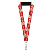 Lanyard - 1.0" - Vintage COKE Bottle Caps White/Red Lanyards Coca-Cola