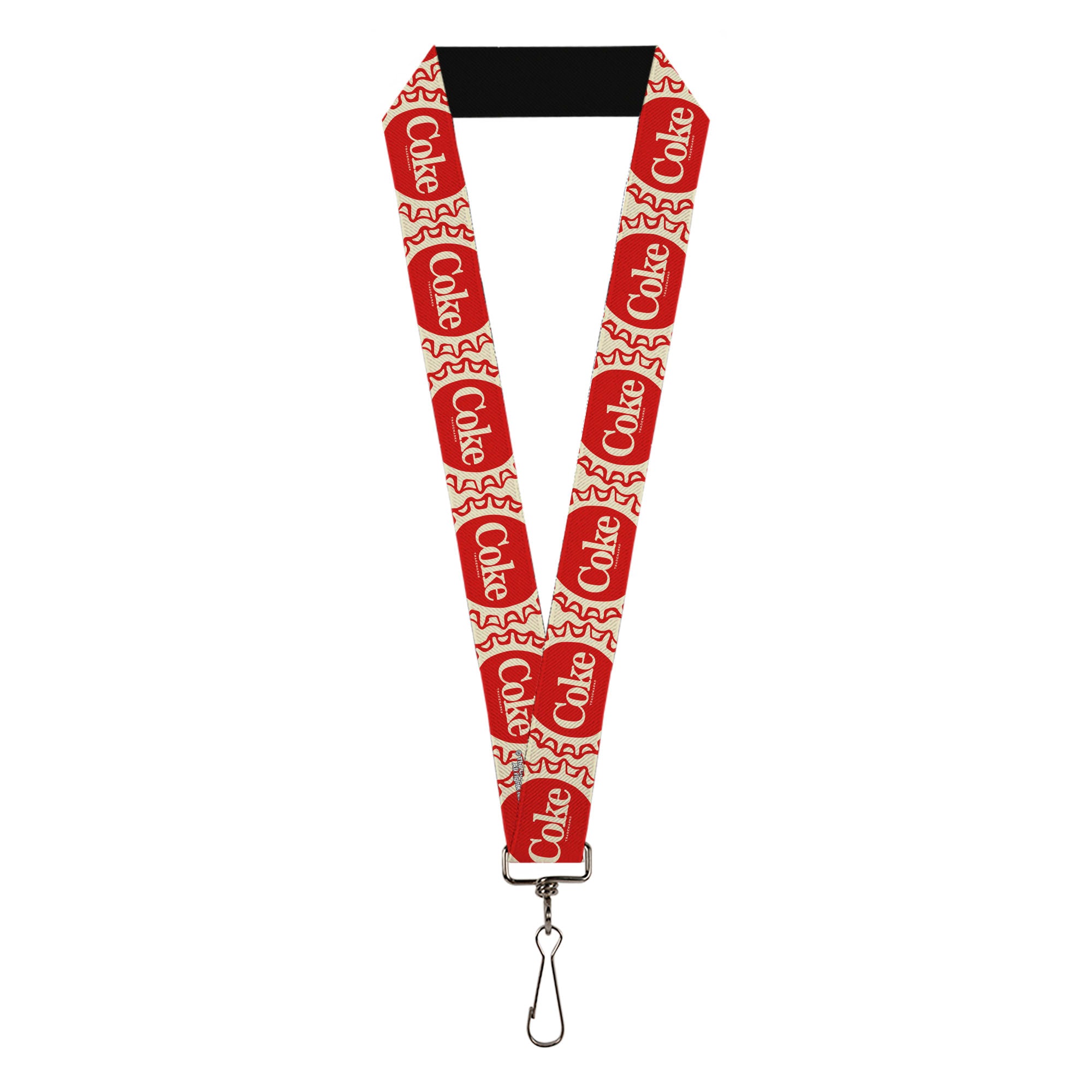 Lanyard - 1.0" - Vintage COKE Bottle Caps White/Red Lanyards Coca-Cola