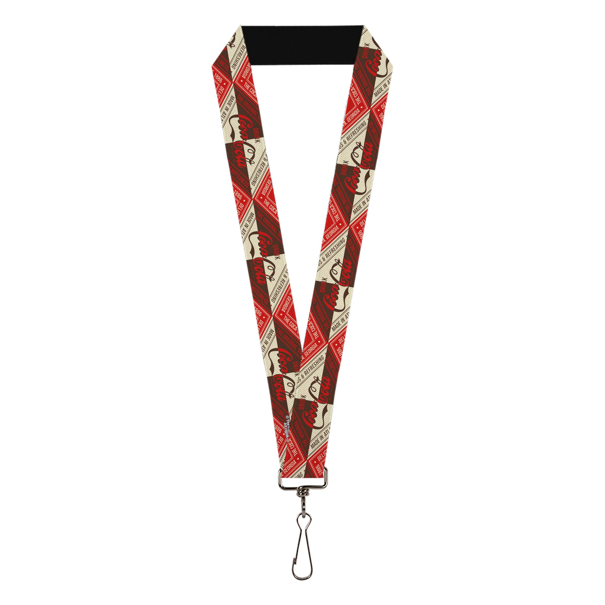 Lanyard - 1.0" - DRINK COCA-COLA Coke Diamond Blocks Red/Brown/Beige Lanyards Coca-Cola