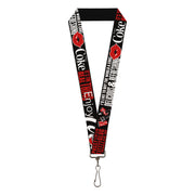 Lanyard - 1.0" - Coca-Cola ENJOY COKE IT'S THE REAL THING Kiss Black/White/Red Lanyards Coca-Cola