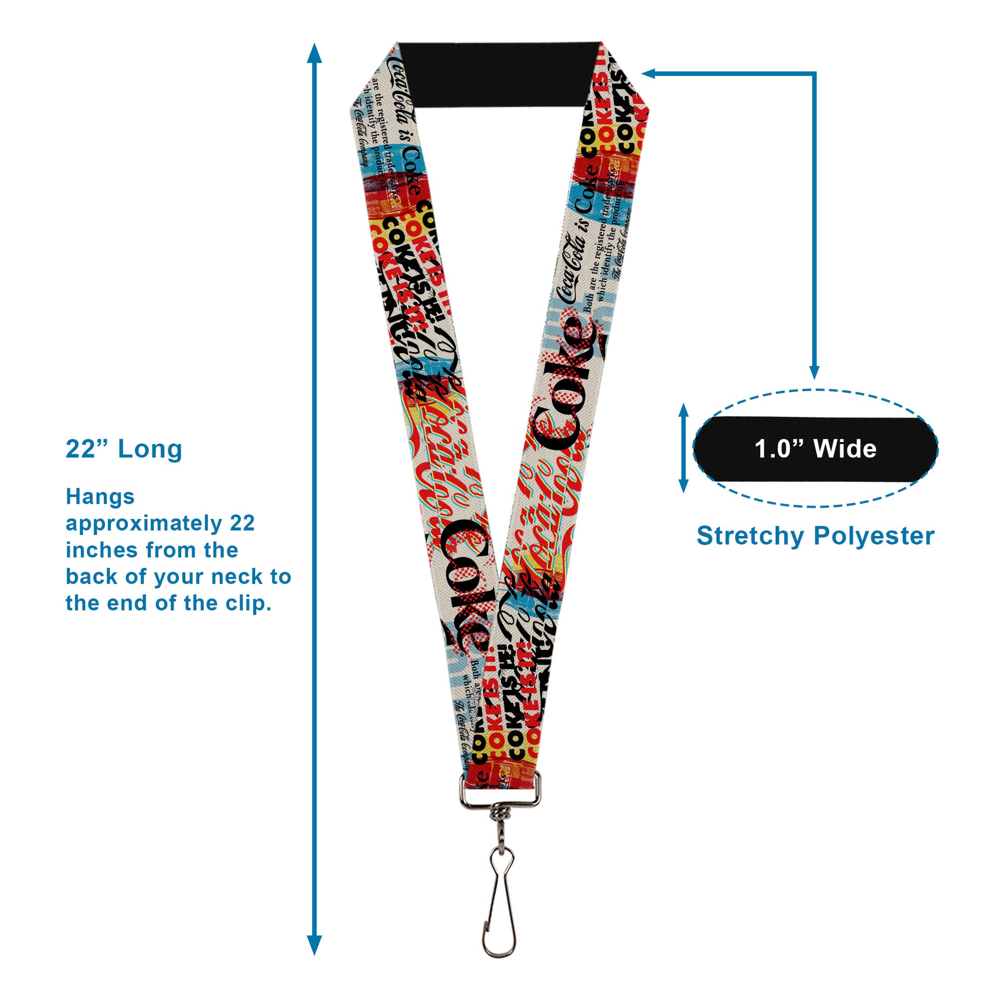 Lanyard - 1.0" - COKE IS IT! Pop Art Collage Multi Color Lanyards Coca-Cola