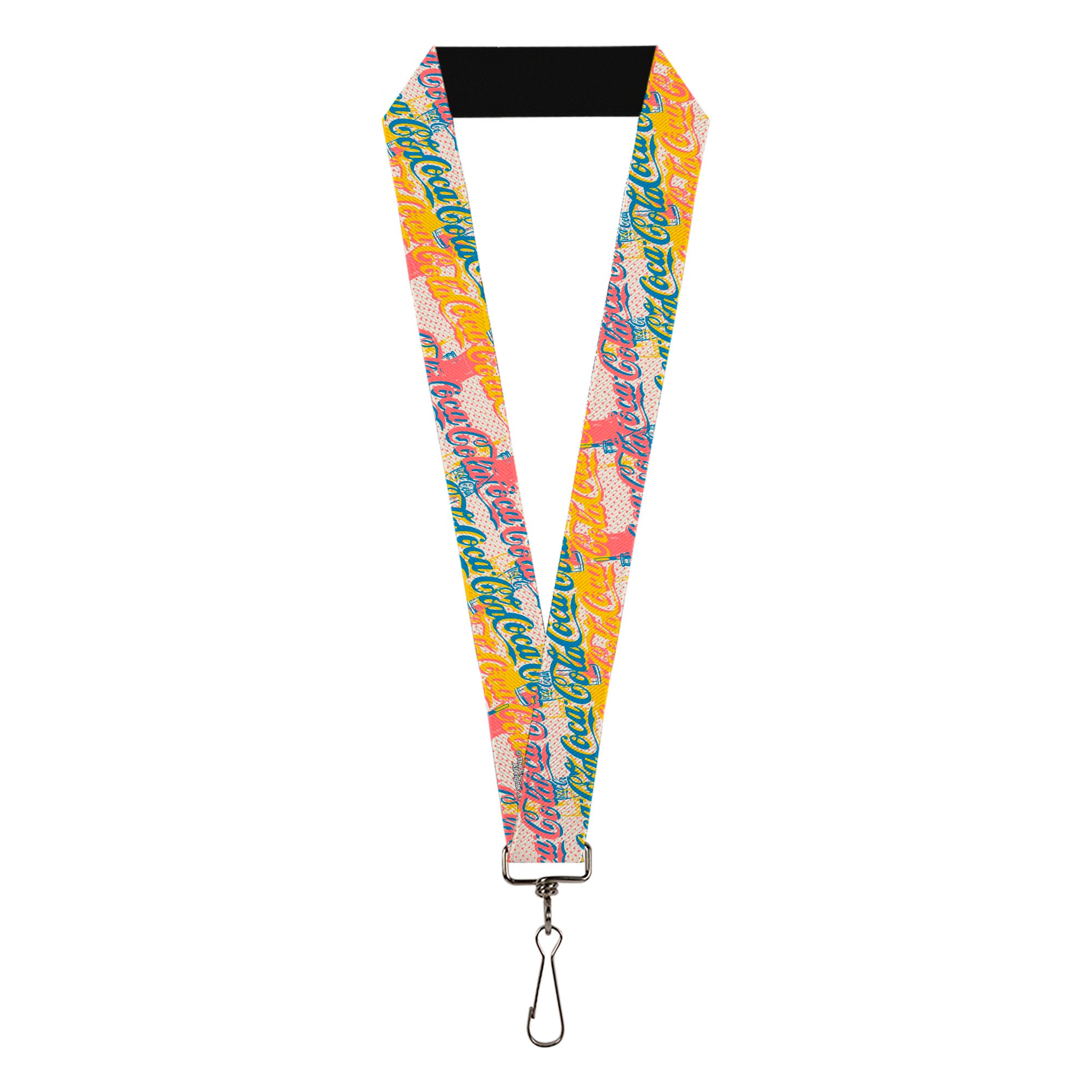Lanyard - 1.0" - COCA-COLA Script Logo Stacked Pop Art White/Multi Pastel Lanyards Coca-Cola