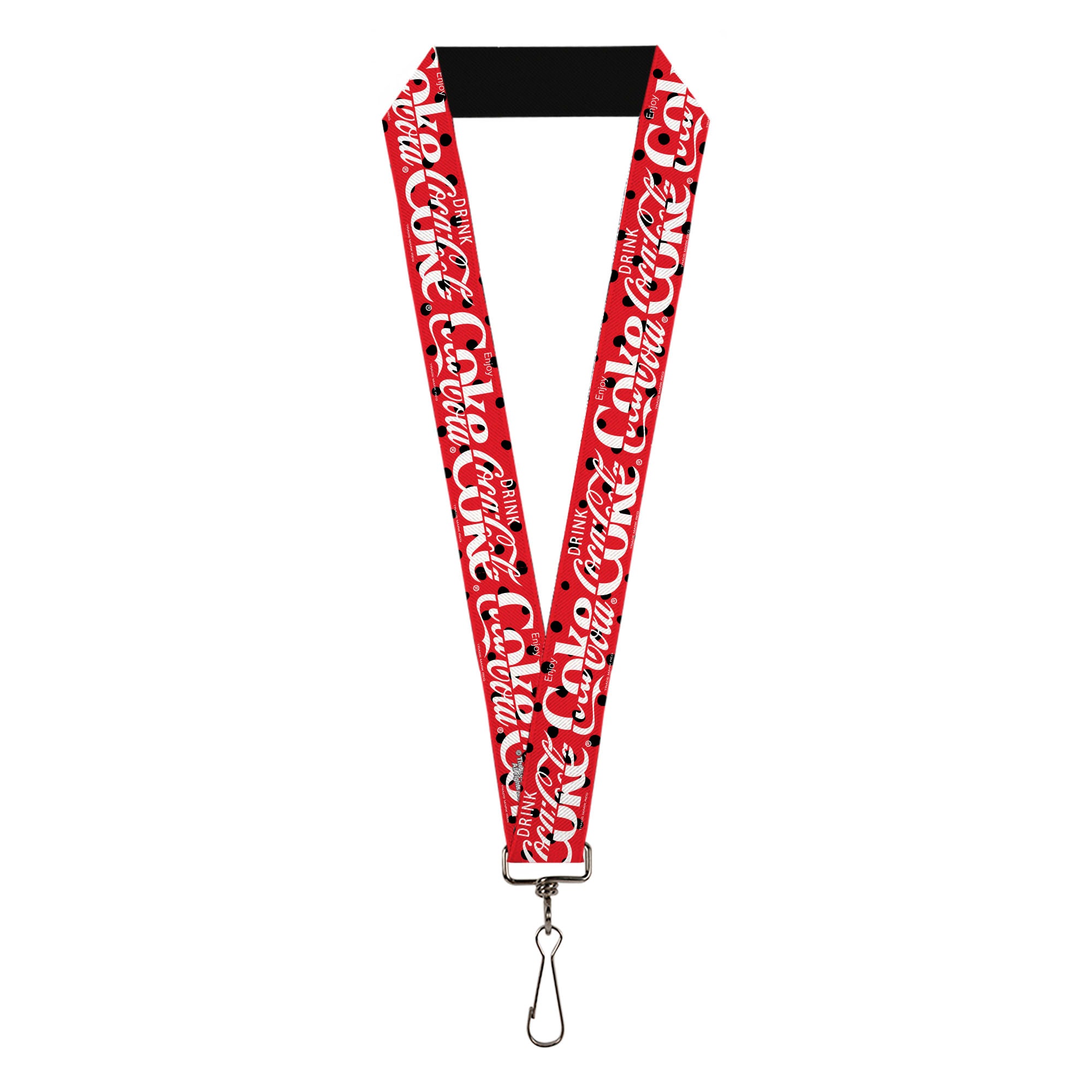 Lanyard - 1.0" - DRINK COCA-COLA COKE Polka Dot Red/Black/White Lanyards Coca-Cola