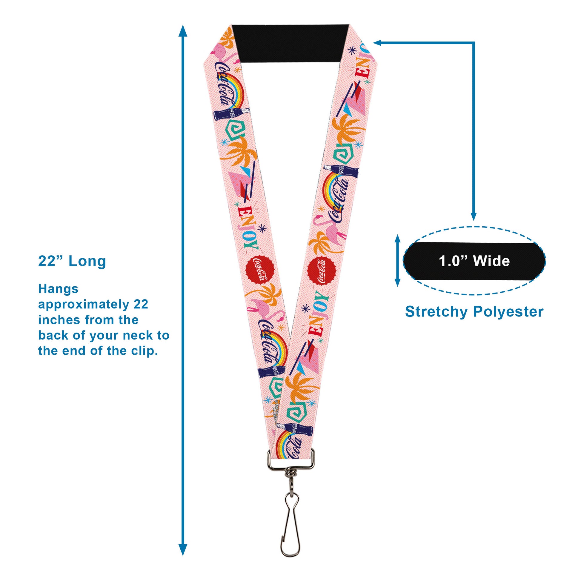 Lanyard - 1.0" - Coca-Cola ENJOY Vibrant Icons Collage Pinks/Multi Color Lanyards Coca-Cola