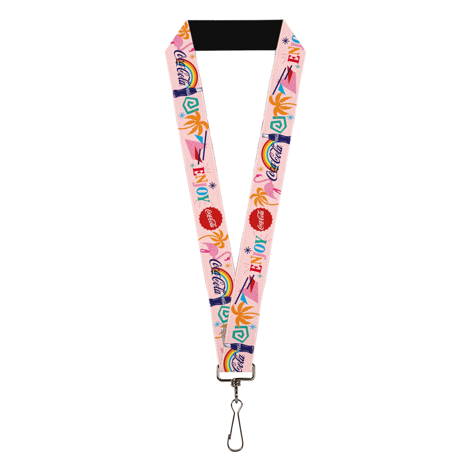Lanyard - 1.0" - Coca-Cola ENJOY Vibrant Icons Collage Pinks/Multi Color Lanyards Coca-Cola