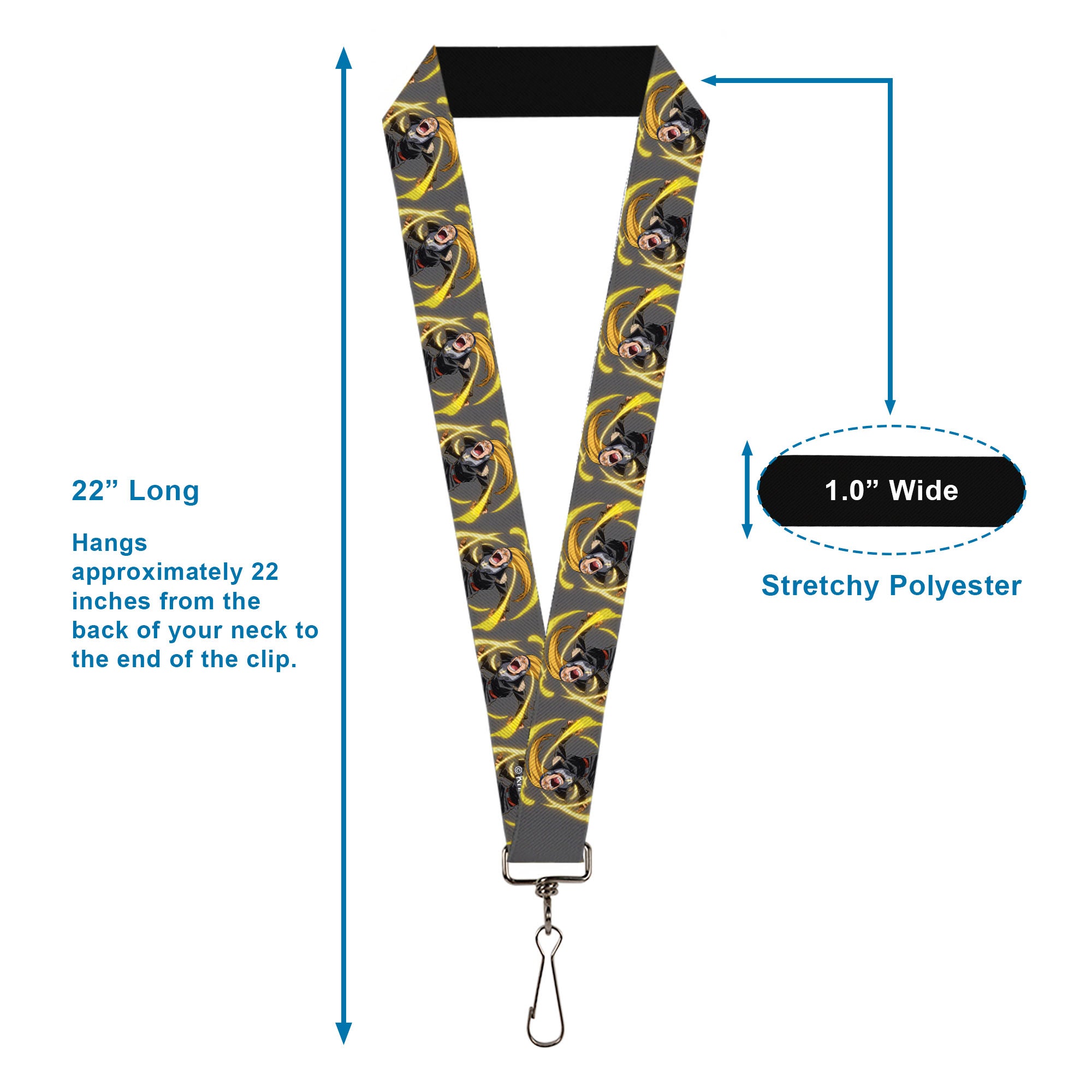 Lanyard - 1.0" - My Hero Academia Hizashi Yamada Present Mic Screaming Pose Gray Lanyards My Hero Academia