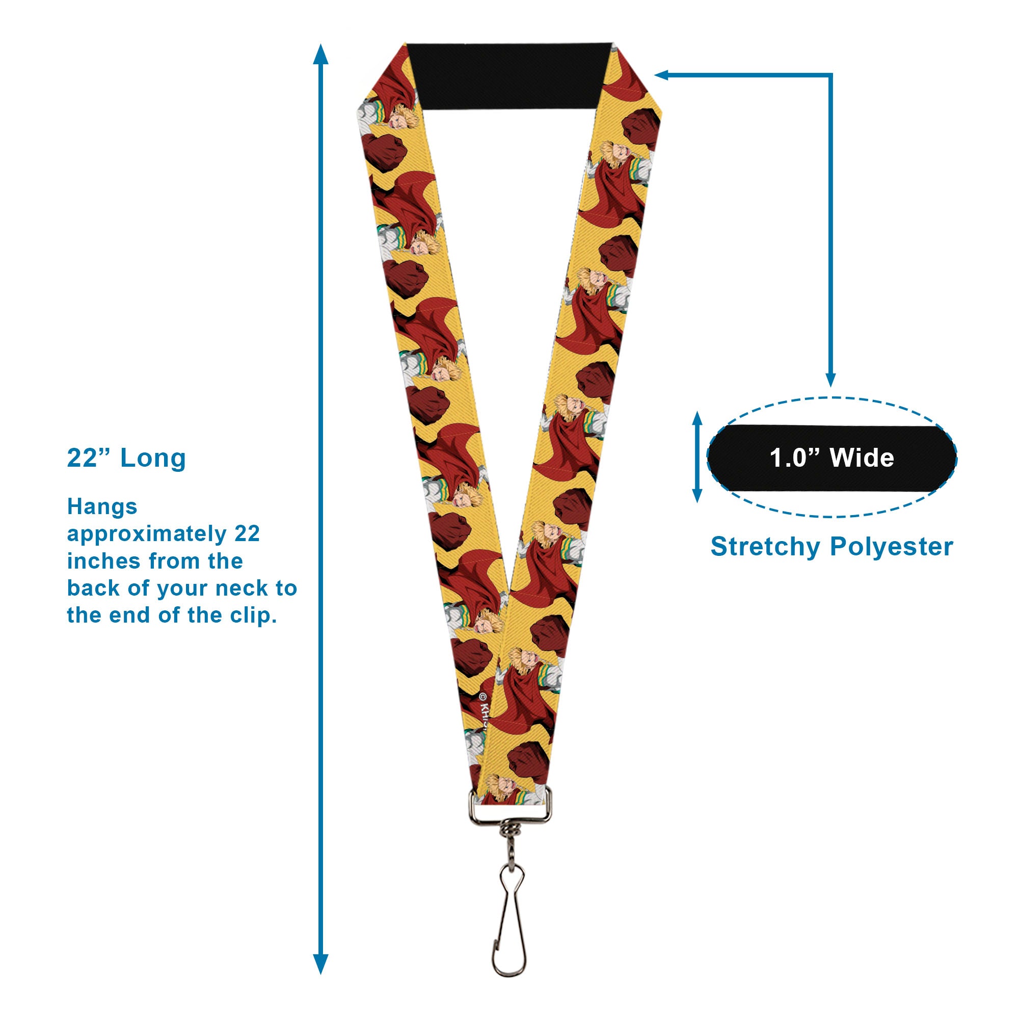 Lanyard - 1.0" - My Hero Academia Mirio Togata Upper Cut Pose Yellow Lanyards My Hero Academia
