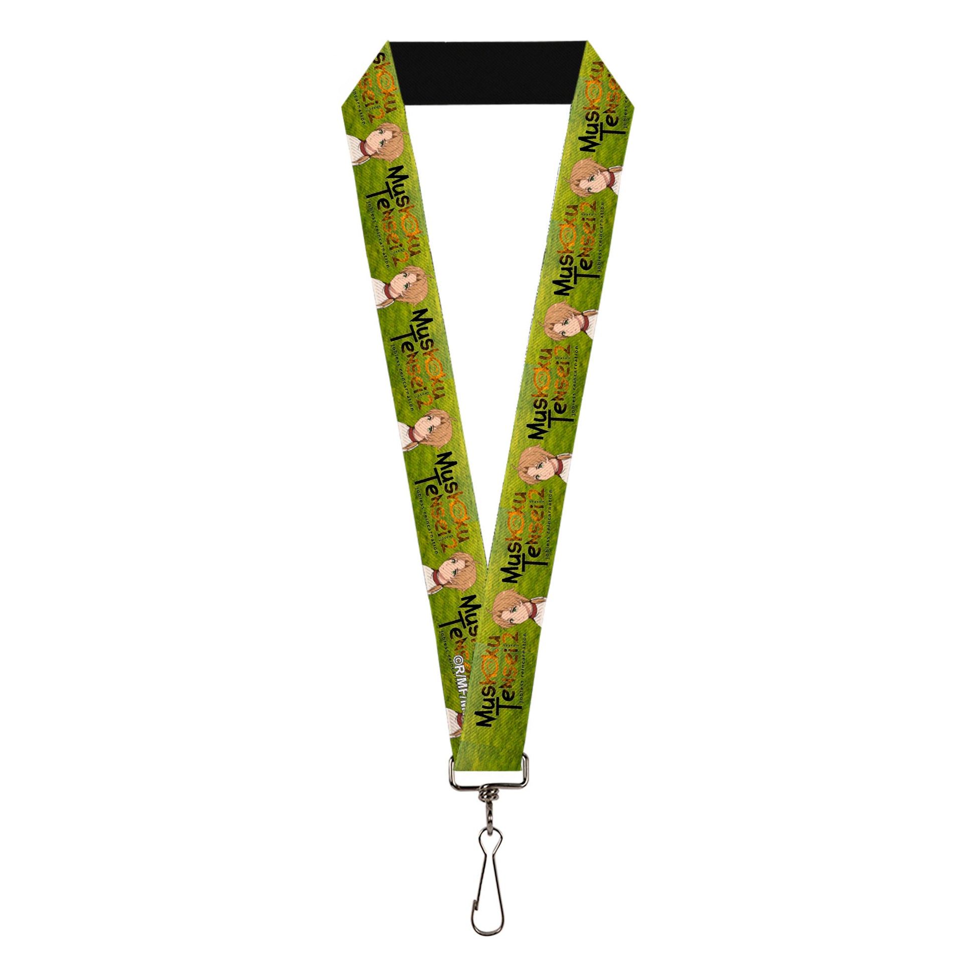 Lanyard - 1.0" - MUSHOKU TENSEI Rudeus Greyrat Pose and Title Logo Green Lanyards Mushoku Tensei Jobless Reincarnation