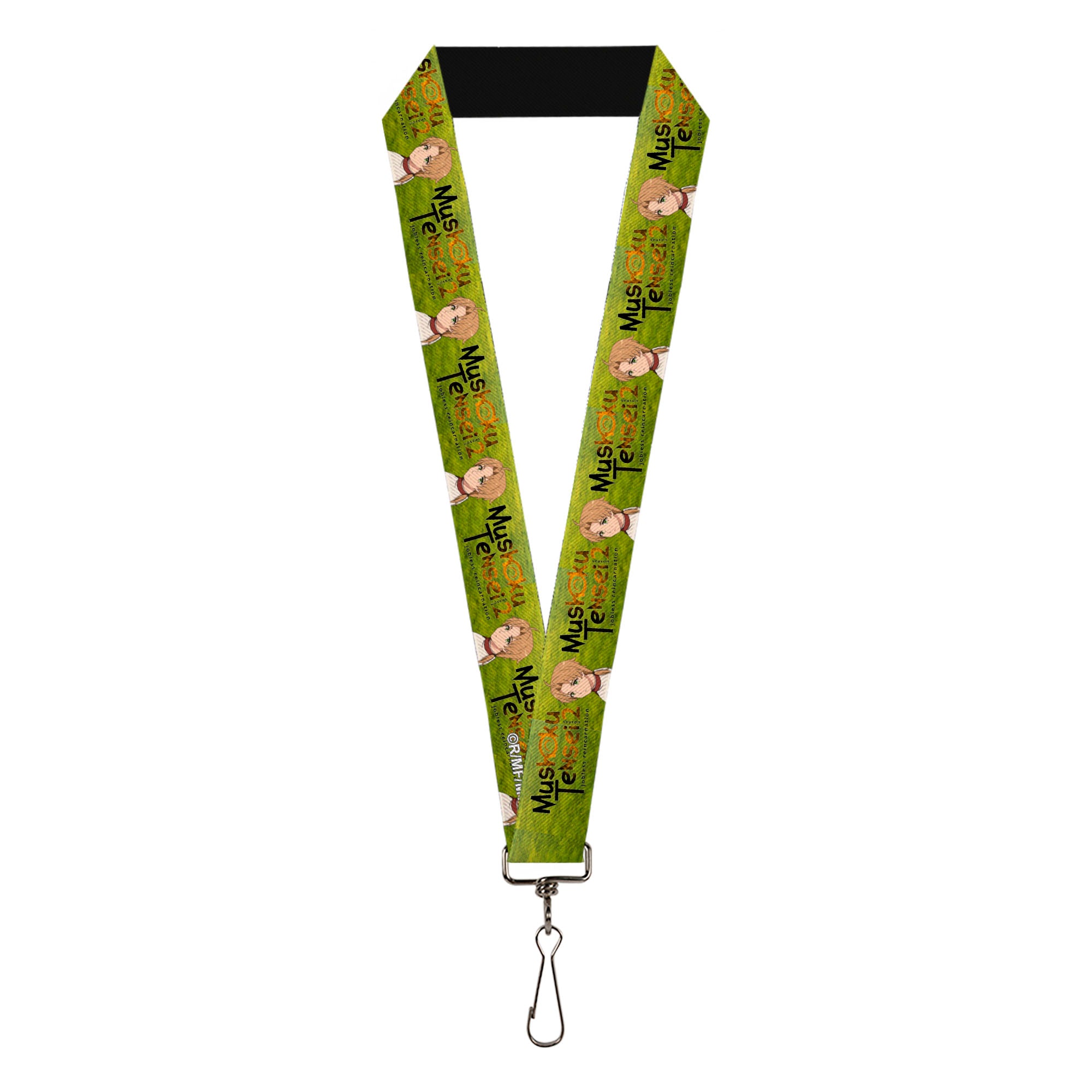 Lanyard - 1.0" - MUSHOKU TENSEI Rudeus Greyrat Pose and Title Logo Green Lanyards Mushoku Tensei Jobless Reincarnation