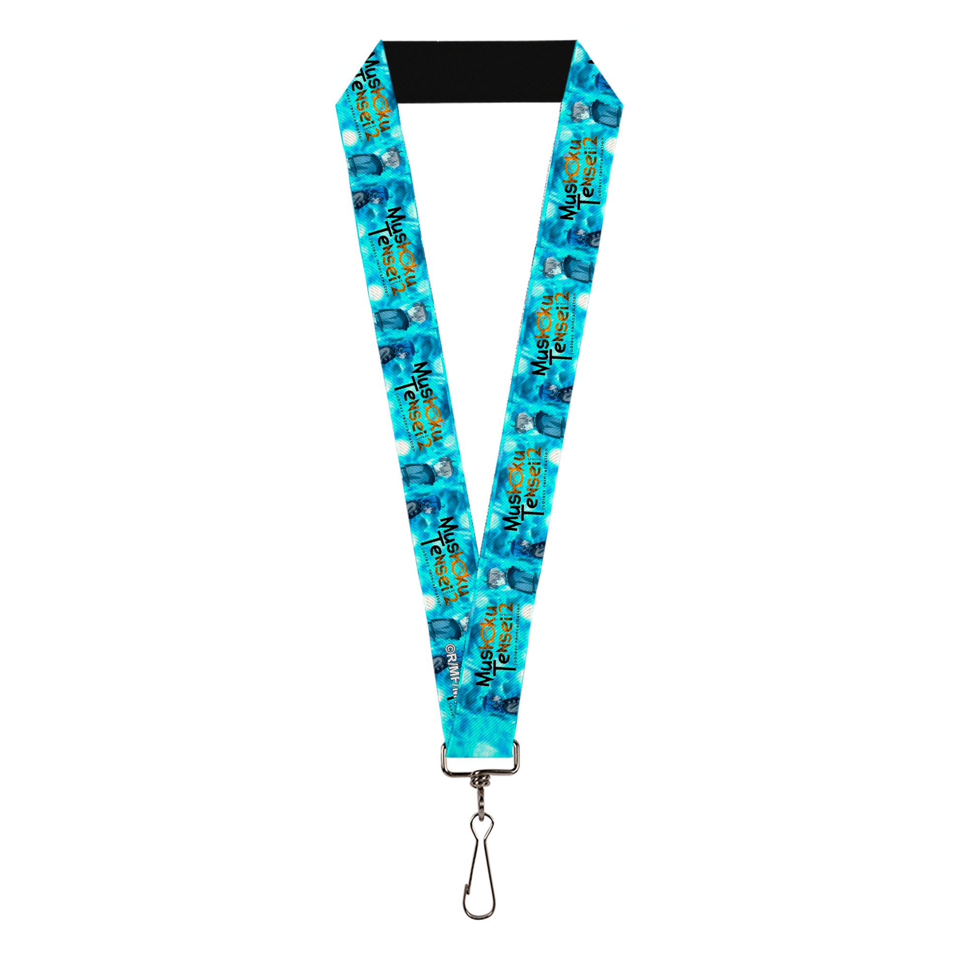 Lanyard - 1.0" - MUSHOKU TENSEI Rudeus and Roxy Pose and Title Logo Blues Lanyards Mushoku Tensei Jobless Reincarnation