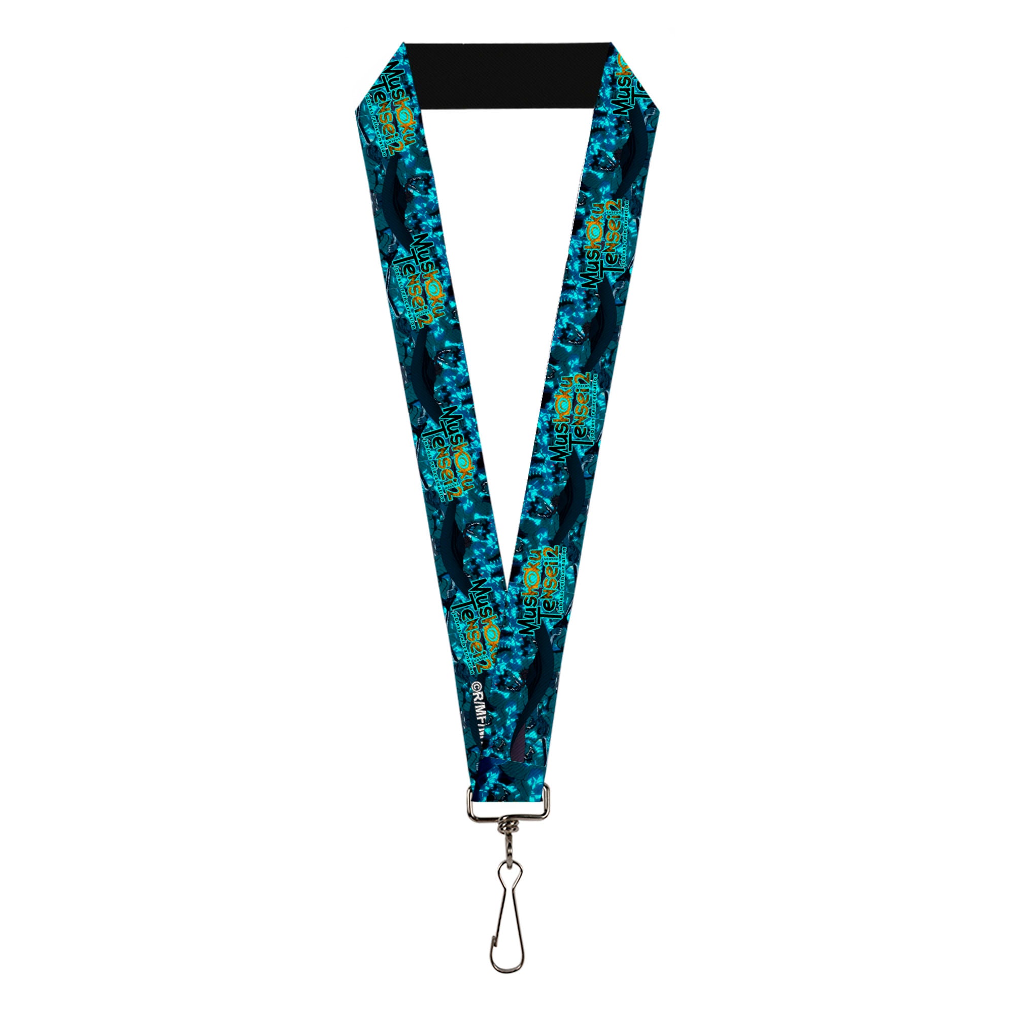 Lanyard - 1.0" - MUSHOKU TENSEI Manatite Hydra Magic Crystal Battle Scene and Title Logo Blues Lanyards Mushoku Tensei Jobless Reincarnation