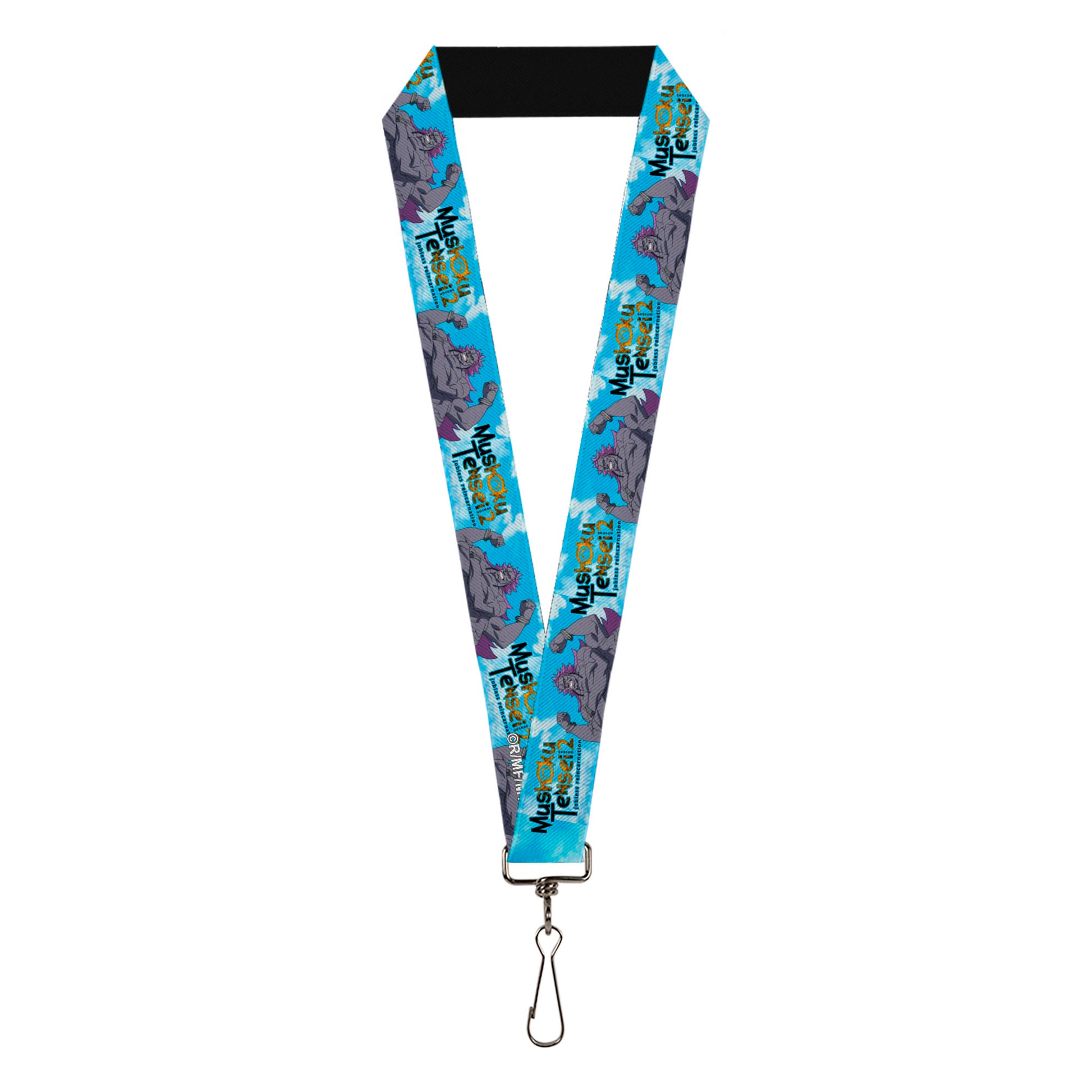 Lanyard - 1.0" - MUSHOKU TENSEI Badigadi Flex Pose and Title Logo Blue Lanyards Mushoku Tensei Jobless Reincarnation