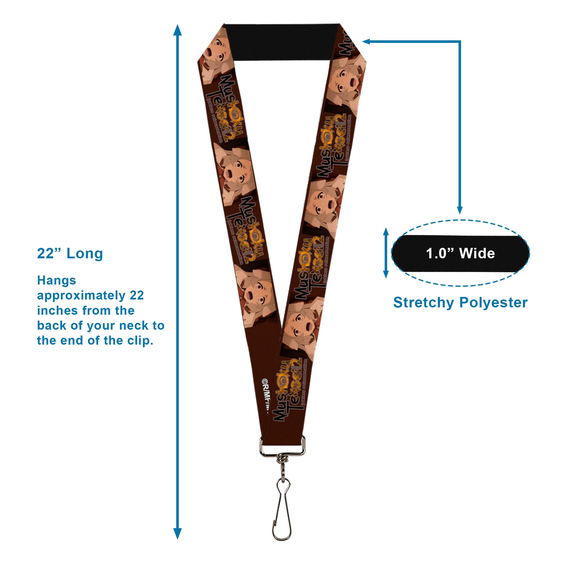 Lanyard - 1.0" - MUSHOKU TENSEI Pursena Adoldia Pose and Title Logo Browns Lanyards Mushoku Tensei Jobless Reincarnation
