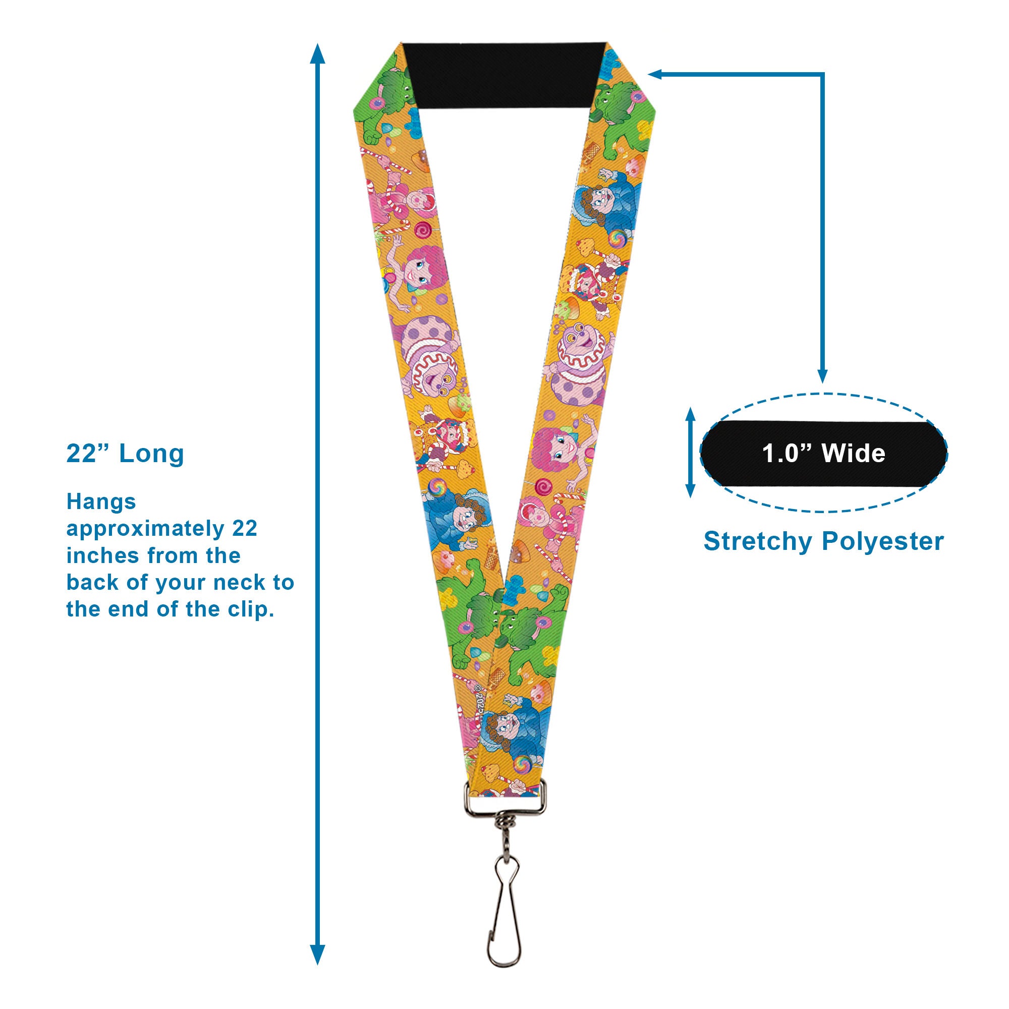 Lanyard - 1.0" - Candy Land Characters and Candy Collage Yellow Lanyards Candy Land