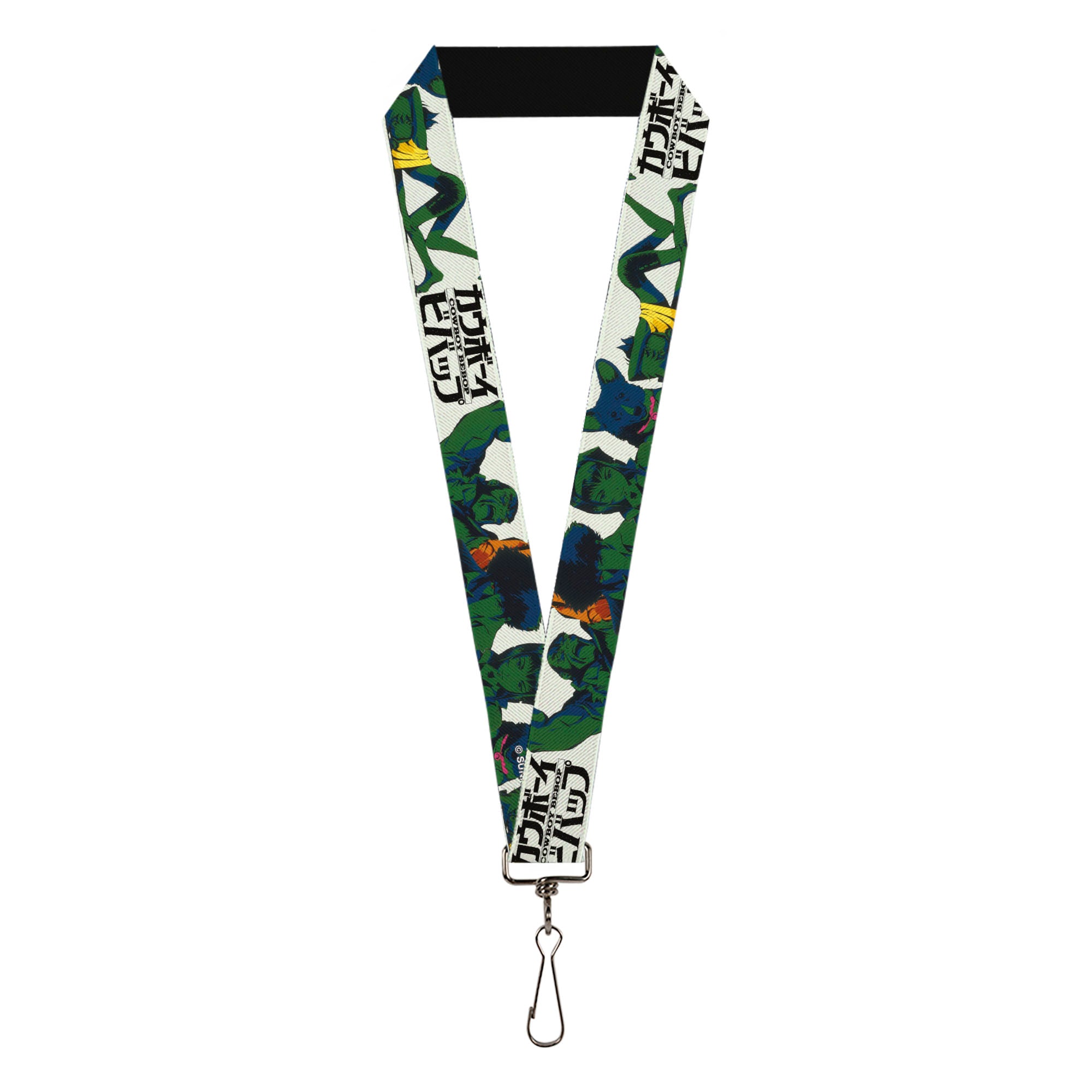 Lanyard - 1.0" - COWBOY BEBOP Crew Group Pose and Title Logo White/Black/Greens Lanyards Cowboy Bebop