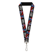 Lanyard - 1.0" - COWBOY BEBOP Spike Pose and Crew Collage and Title Logo Black Lanyards Cowboy Bebop