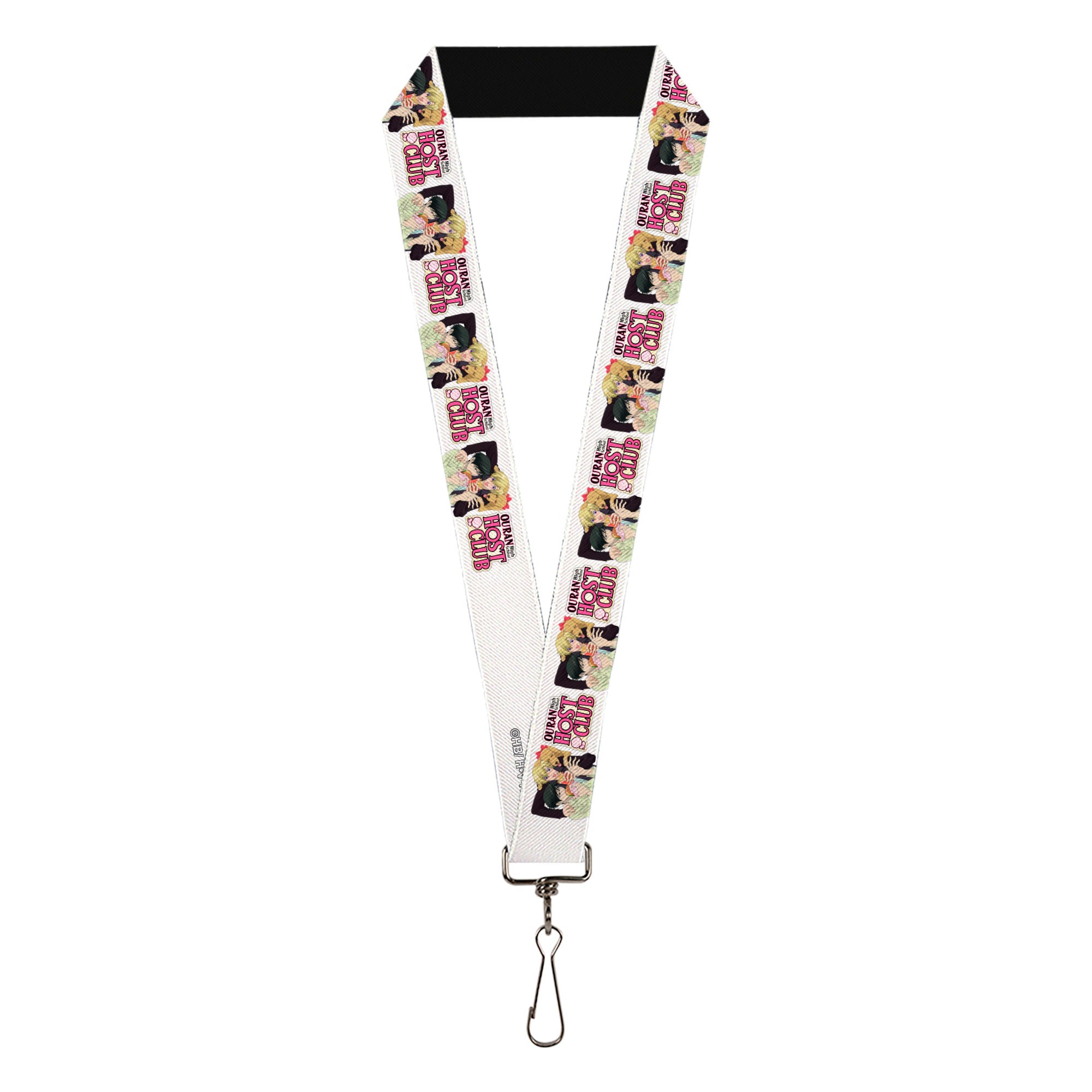 Lanyard - 1.0" - OURAN HIGH SCHOOL HOST CLUB Kyoya Haruhi and Antoinette Pose and Title Logo White Lanyards Ouran High School Host Club