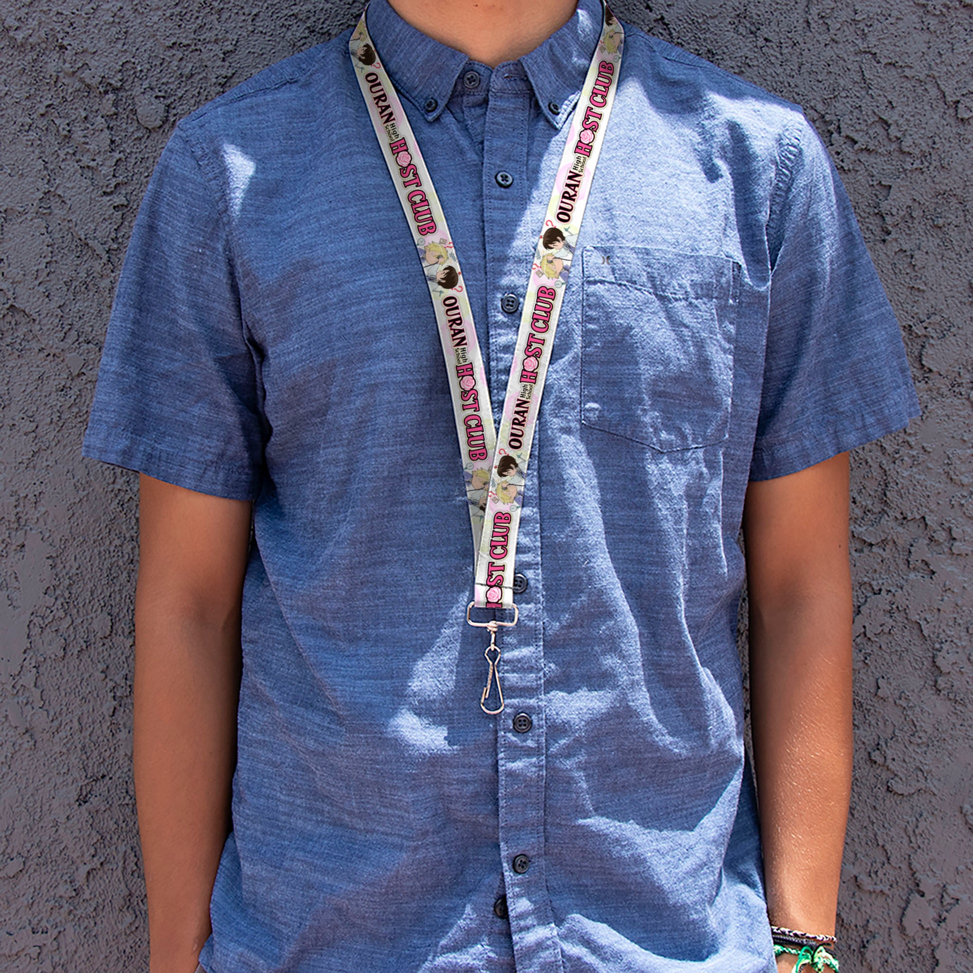 Lanyard - 1.0" - OURAN HIGH SCHOOL Chibi Tamaki and Haruhi Pose and Title Logo White Lanyards Ouran High School Host Club