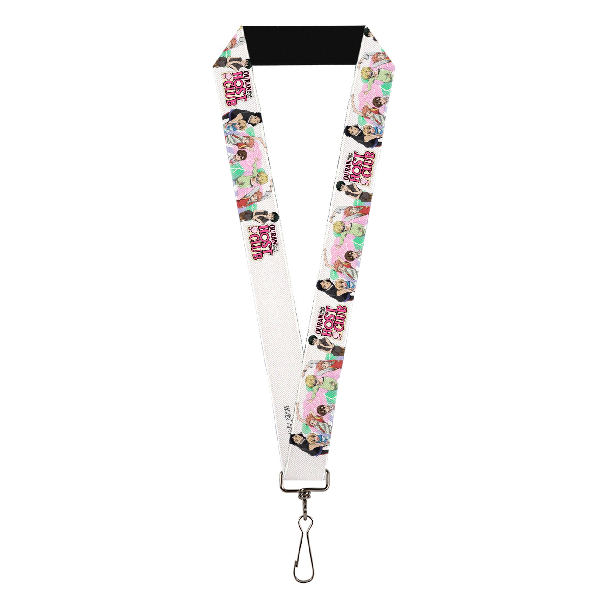 Lanyard - 1.0" - OURAN HIGH SCHOOL Seven Character Group Pose and Title Logo White Lanyards Ouran High School Host Club