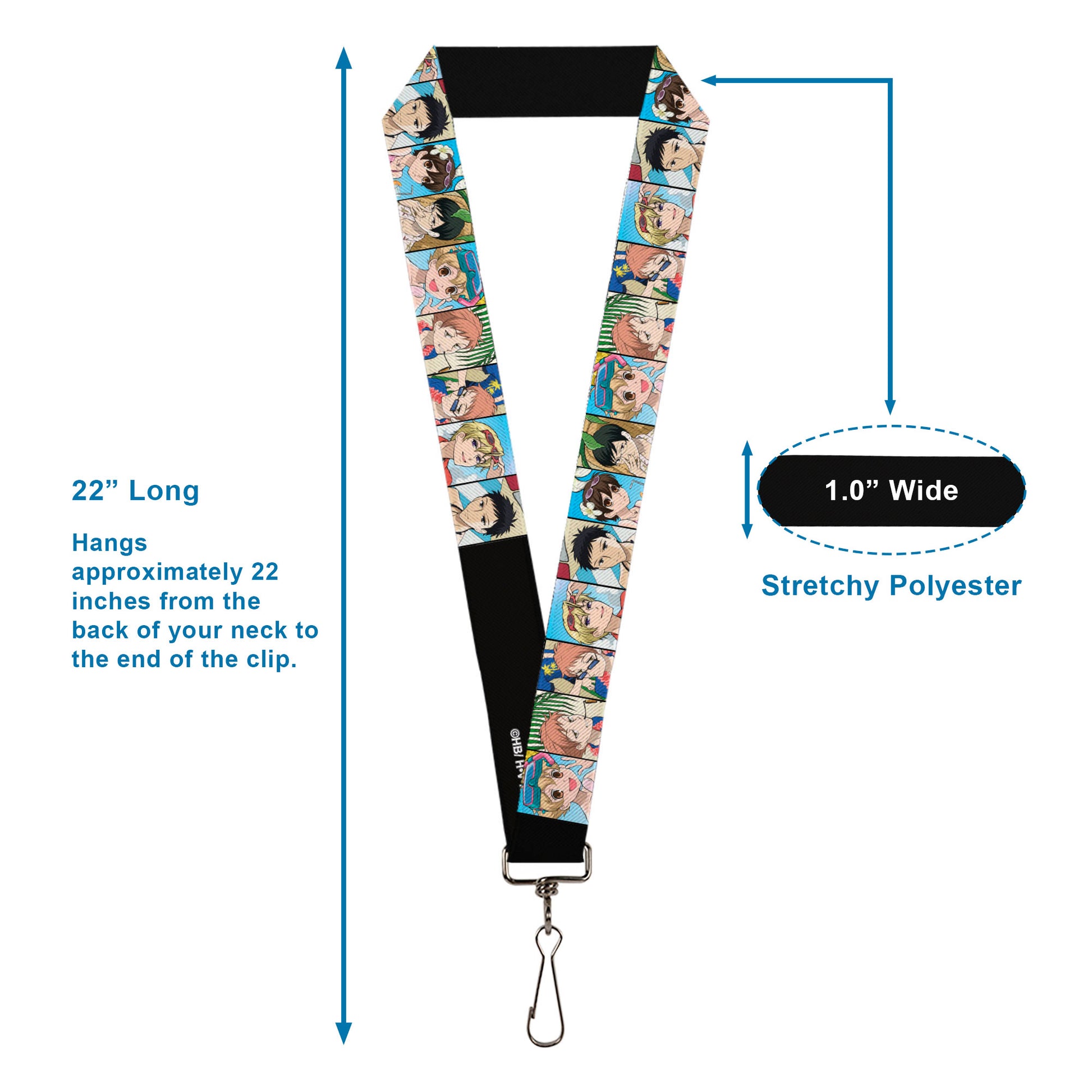 Lanyard - 1.0" - Ouran High School Host Club Seven Character Beach Day Pose Blocks Lanyards Ouran High School Host Club