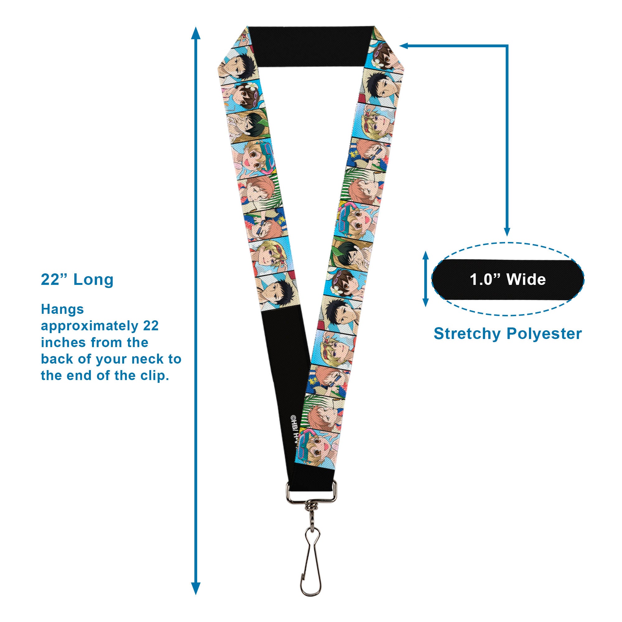 Lanyard - 1.0" - Ouran High School Host Club Seven Character Beach Day Pose Blocks Lanyards Ouran High School Host Club