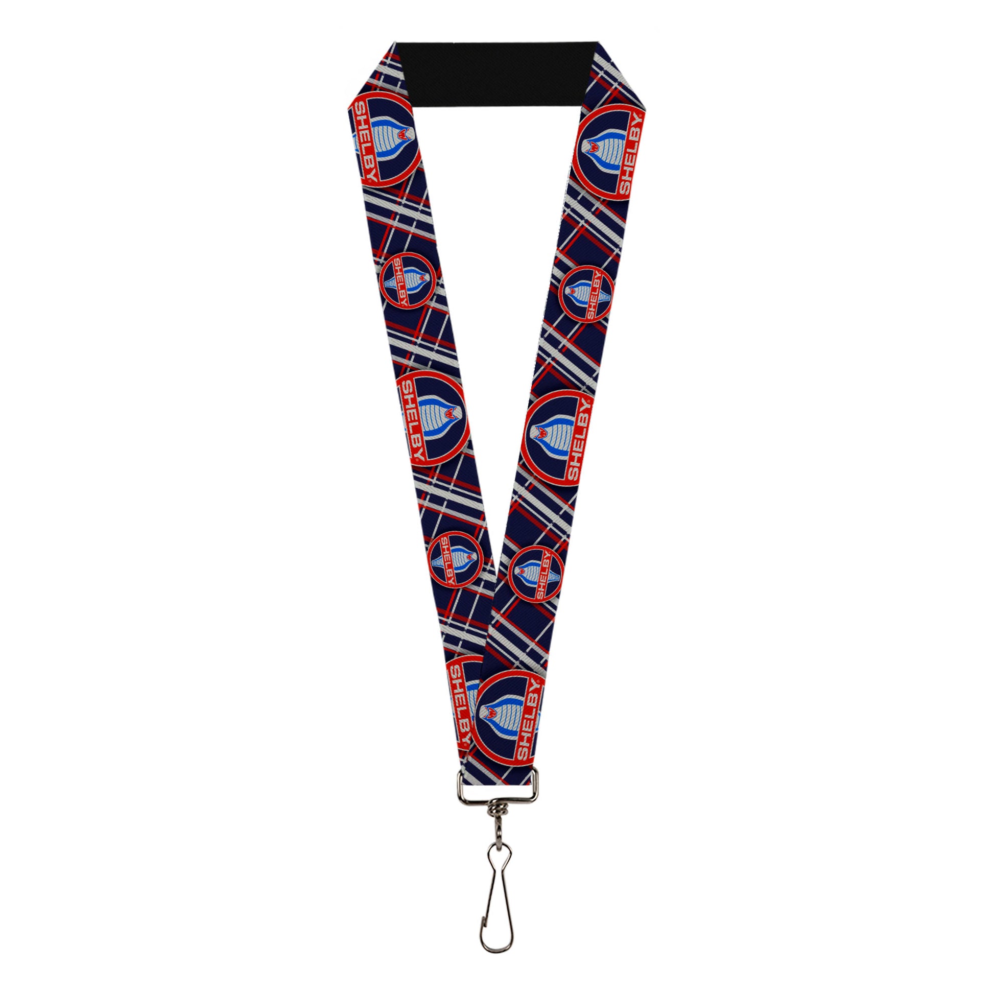 Lanyard - 1.0" - SHELBY Cobra/Plaid X Navy/Gray/Red Lanyards Shelby