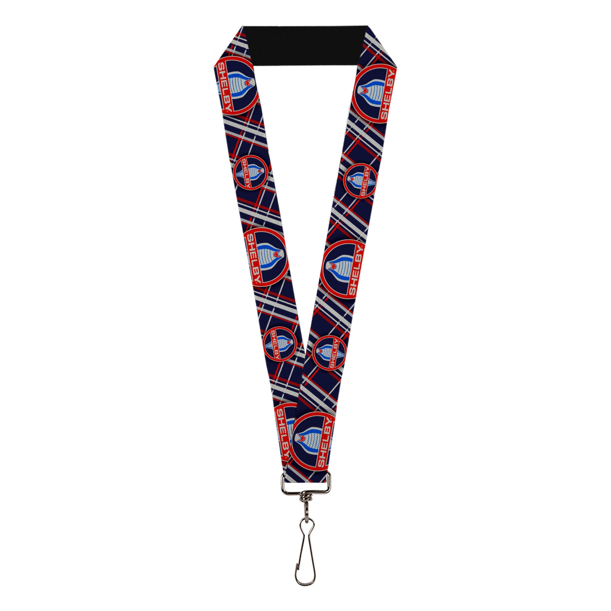 Lanyard - 1.0" - SHELBY Cobra/Plaid X Navy/Gray/Red Lanyards Shelby