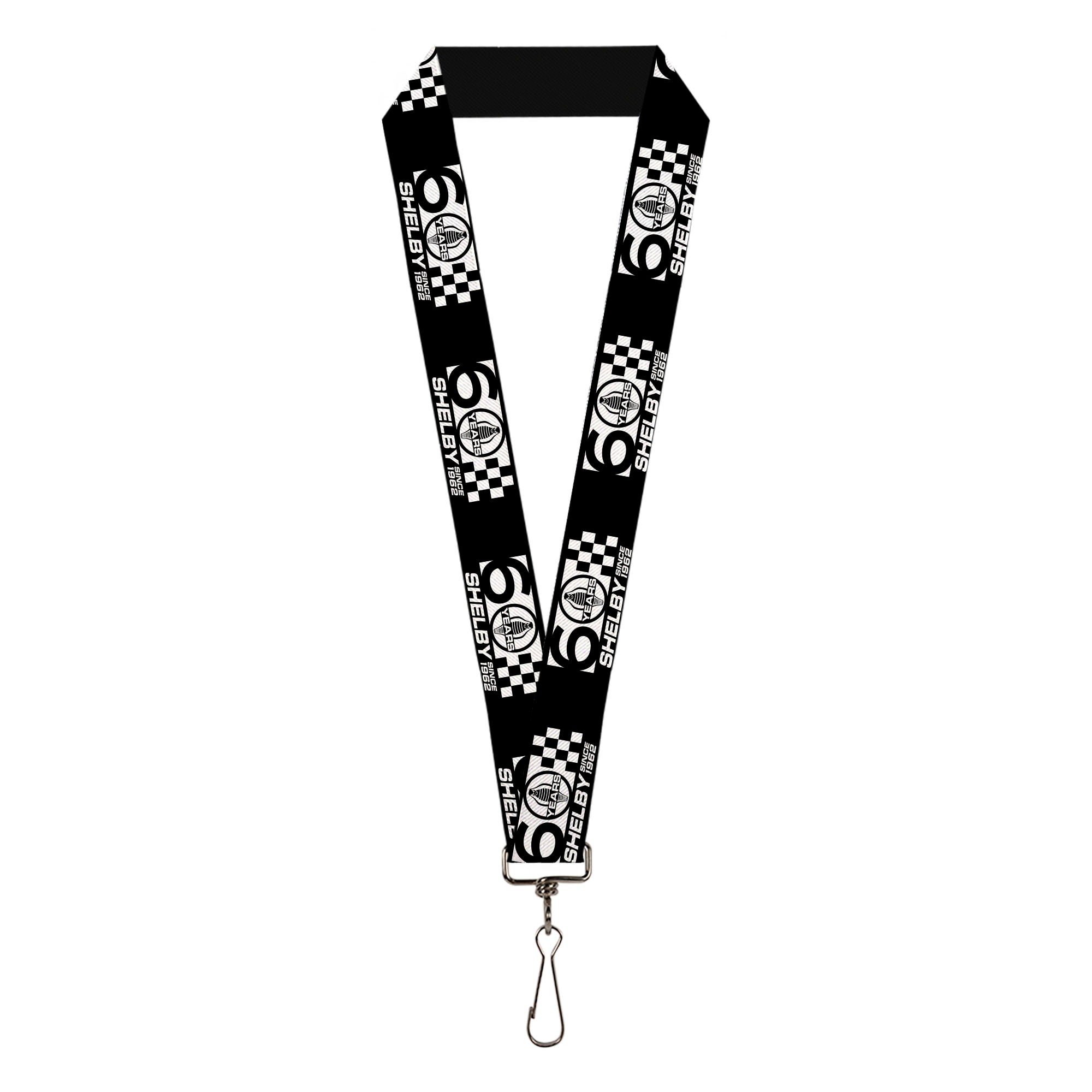 Lanyard - 1.0" - SHELBY 60 YEARS SINCE 1962 Checker Black White Lanyards Shelby